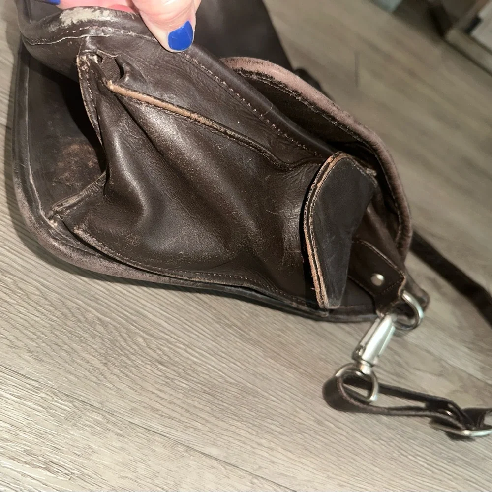 Vintage Heritage Dark Brown Distressed Leather Laptop Briefcase Messenger Bag